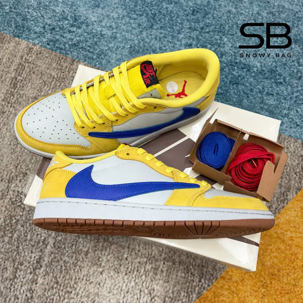 Giày Jordan 1 Low OG SP Travis Scott Màu Vàng Canary, phong cách trẻ trung