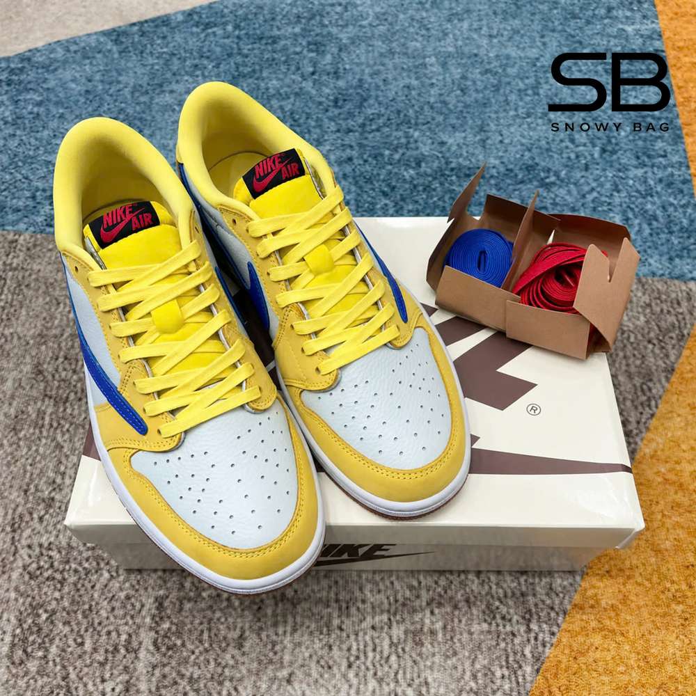 Giày Jordan 1 Low OG SP Travis Scott Màu Vàng Canary với thiết kế độc đáo