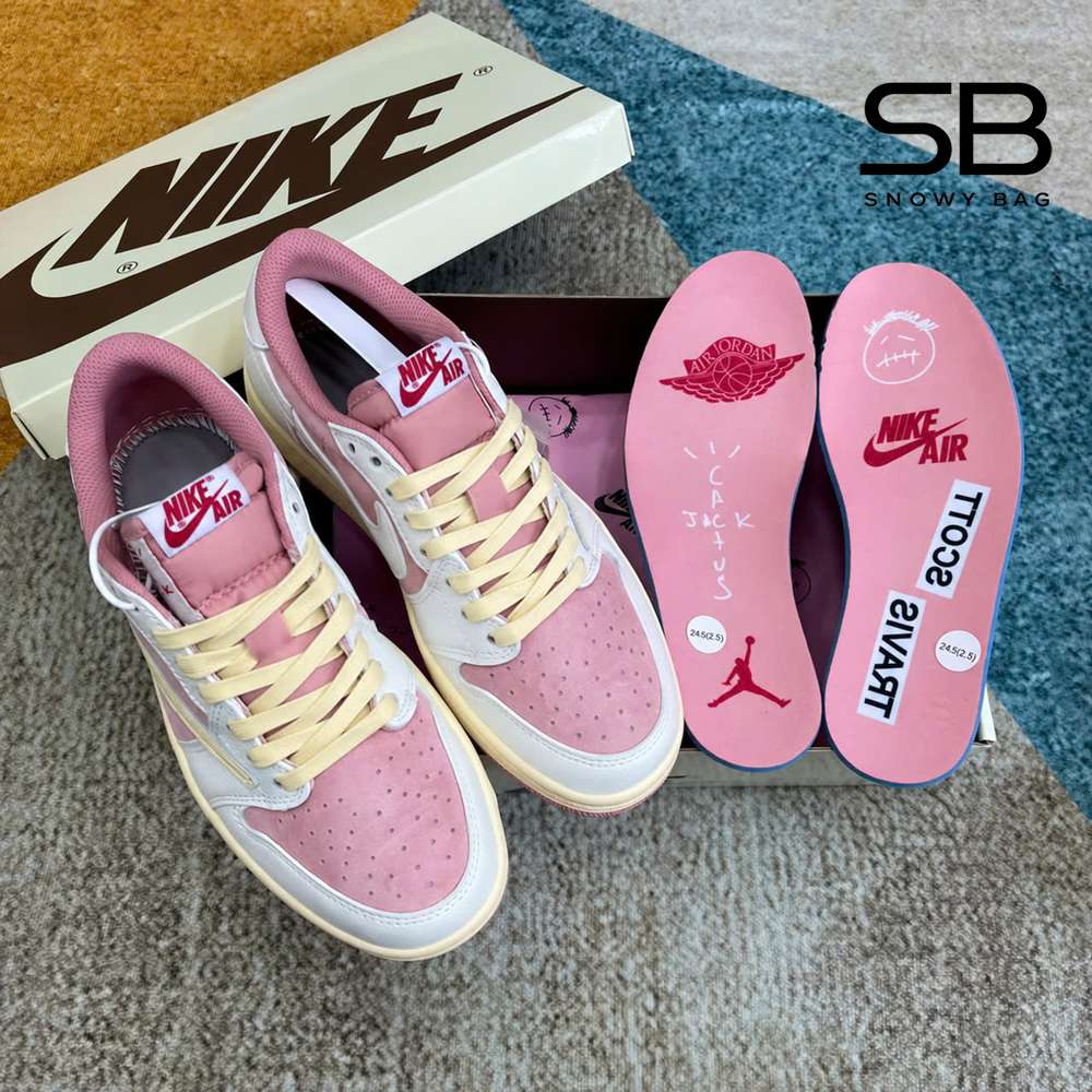 Giày Jordan 1 Low OG Travis Scott Shy Pink Màu Hồng với thiết kế độc đáo