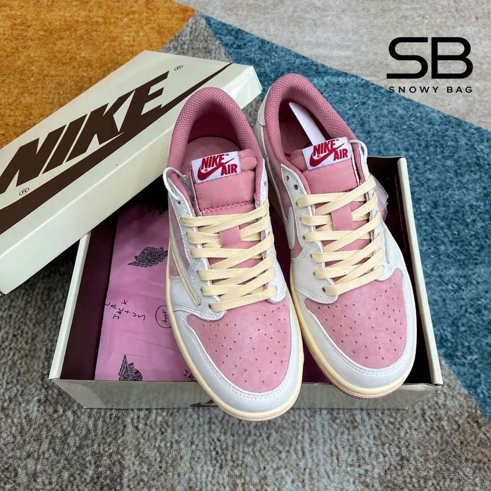 Giày Jordan 1 Low OG Travis Scott Shy Pink Màu Hồng chi tiết 4