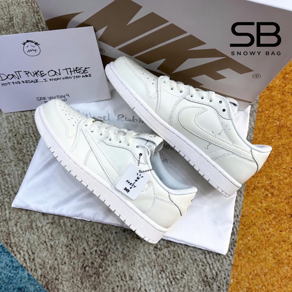Giày Jordan 1 Low Travis Scott White Party Trắng, phong cách độc đáo
