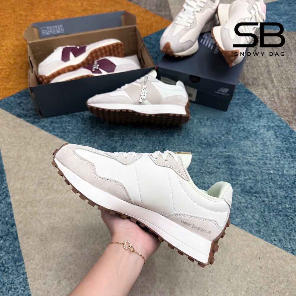 Giày New Balance 327 Linen With Sea Salt màu kem sang trọng