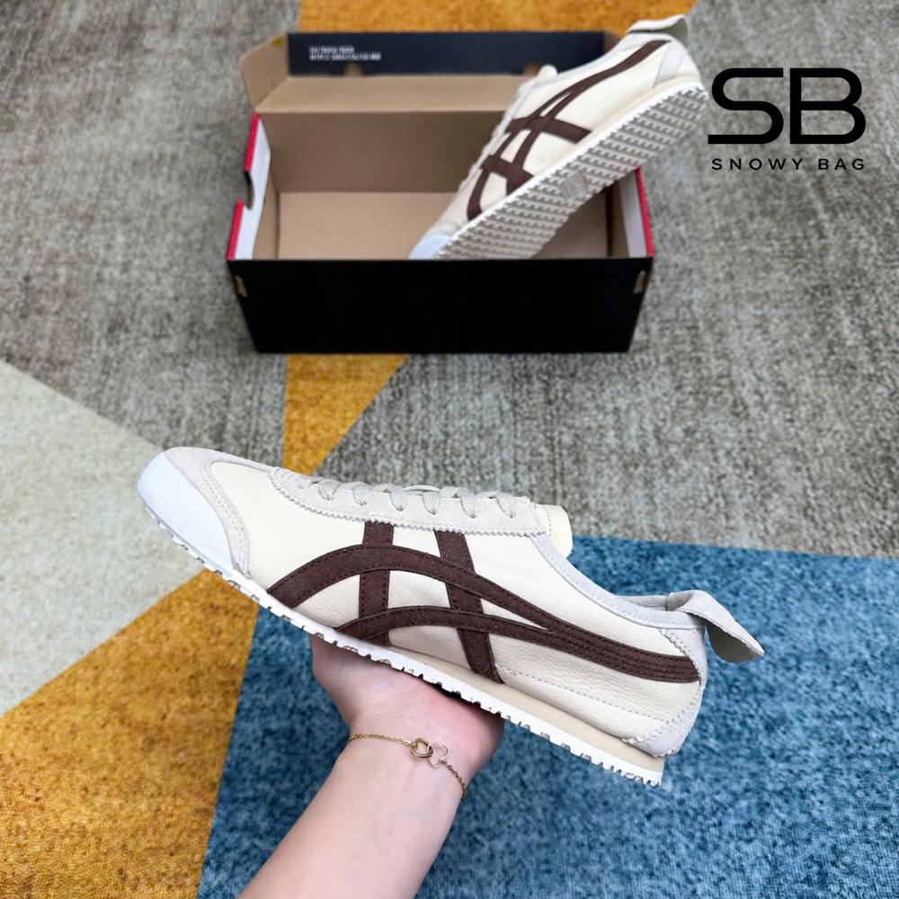 Giày Onitsuka Tiger Mexico 66 Beige Brown Be Sọc Nâu với thiết kế độc đáo