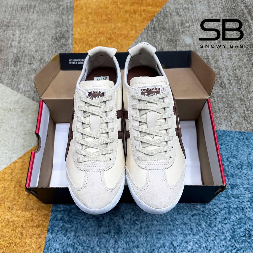 Giày Onitsuka Tiger Mexico 66 Beige Brown Be Sọc Nâu chi tiết 4