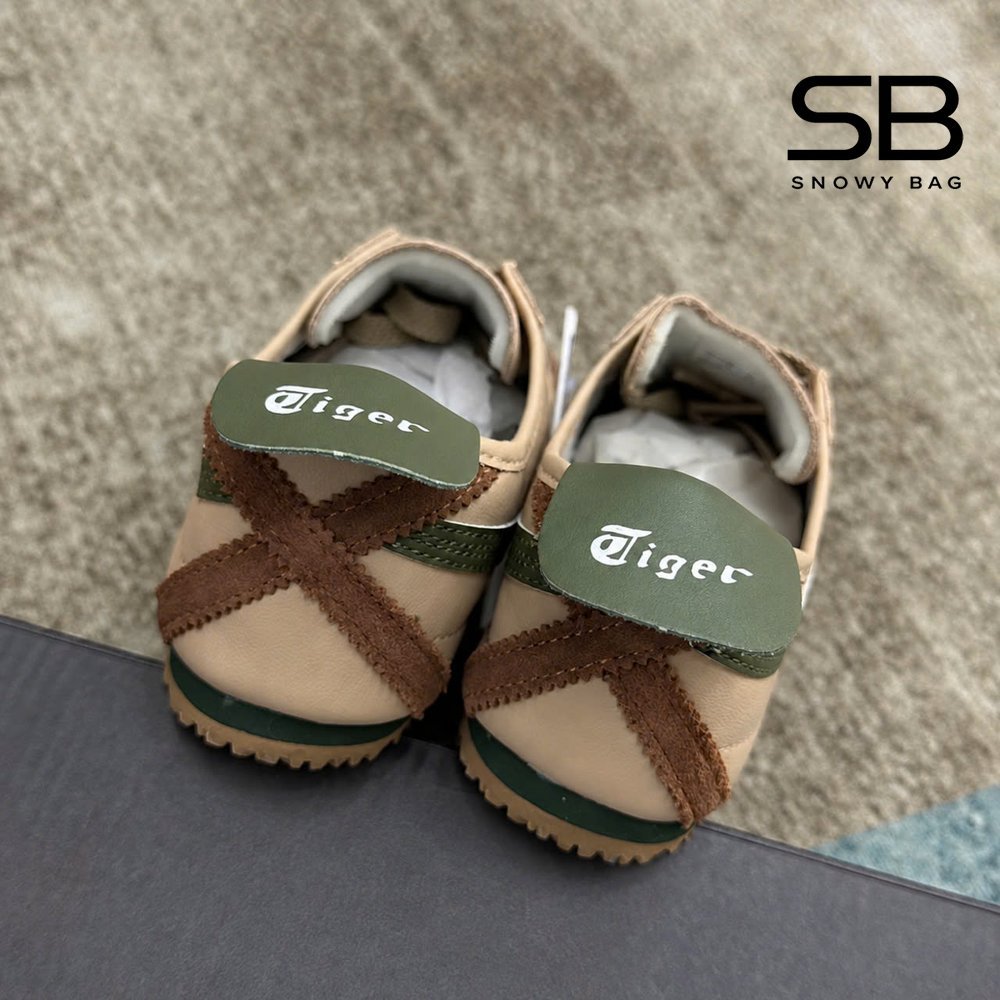 Giày Onitsuka Tiger Mexico 66 Beige Grass Green Màu Be Sọc Xanh chi tiết