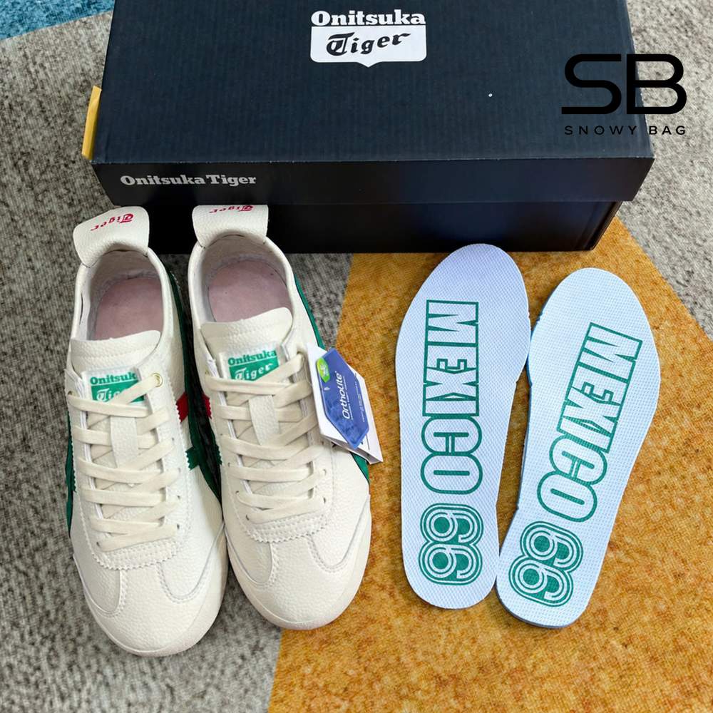 Giày Onitsuka Tiger Mexico 66 Birch Kale Red Gold Trắng Sọc Xanh đẹp mắt