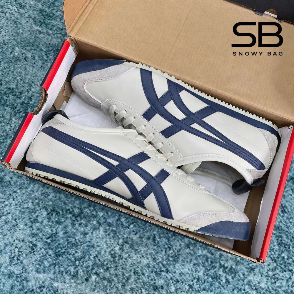 Giày Onitsuka Tiger Mexico 66 Birch Peacoat Trắng Xanh Navy sang trọng