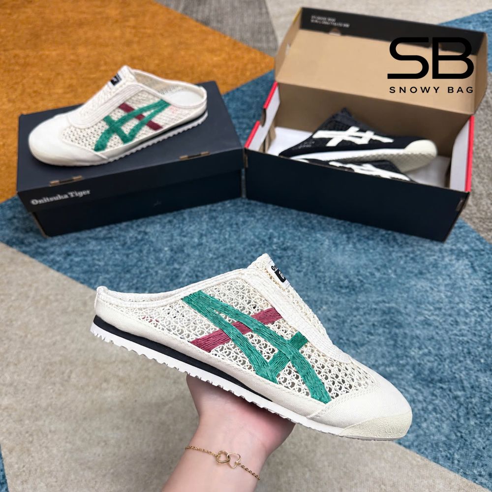 Giày Onitsuka Tiger Mexico 66 Sabot Cream Kale Kem Xanh Lá đẹp mắt