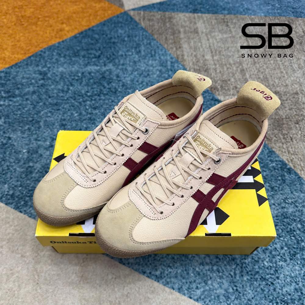 Giày Onitsuka Tiger Mexico 66 SD Beige Beet Juice Màu Be Sọc Đỏ đẹp mắt