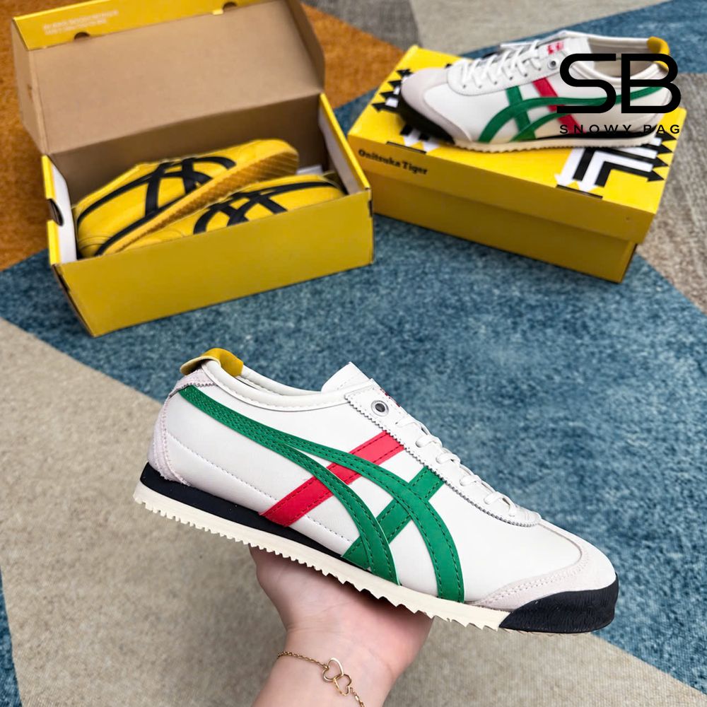 Giày Onitsuka Tiger Mexico 66 SD Birch Green Trắng Sọc Xanh Đỏ phong cách trẻ trung