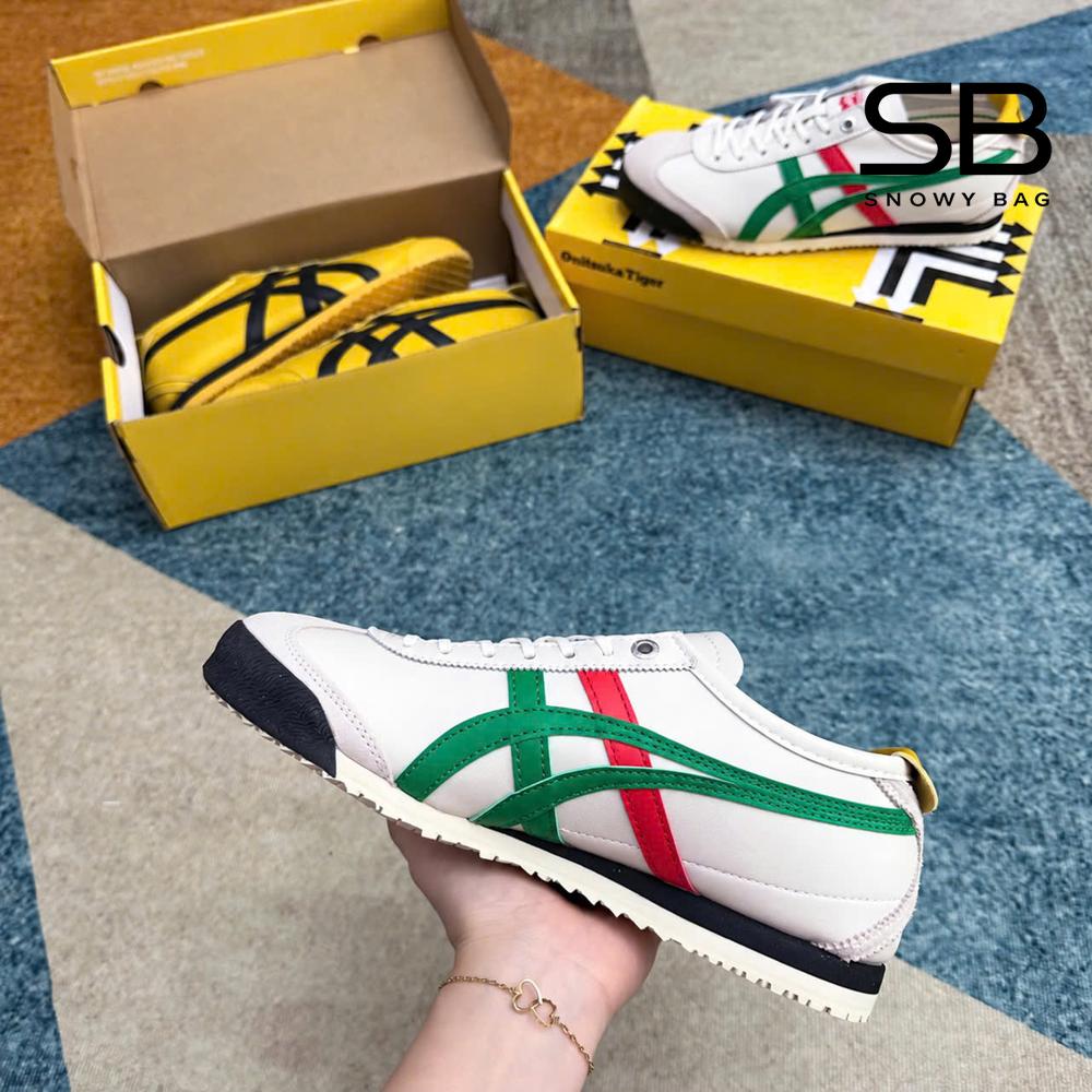 Giày Onitsuka Tiger Mexico 66 SD Birch Green Trắng Sọc Xanh Đỏ với thiết kế tinh tế