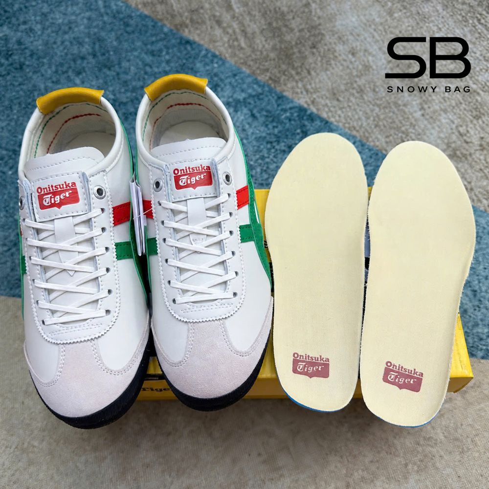 Giày Onitsuka Tiger Mexico 66 SD Birch Green Trắng Sọc Xanh Đỏ chi tiết