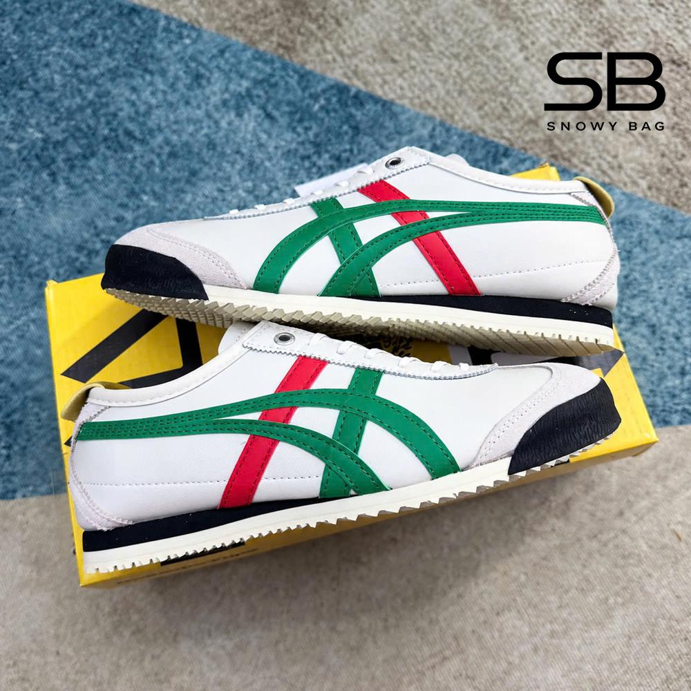 Giày Onitsuka Tiger Mexico 66 SD Birch Green Trắng Sọc Xanh Đỏ chi tiết
