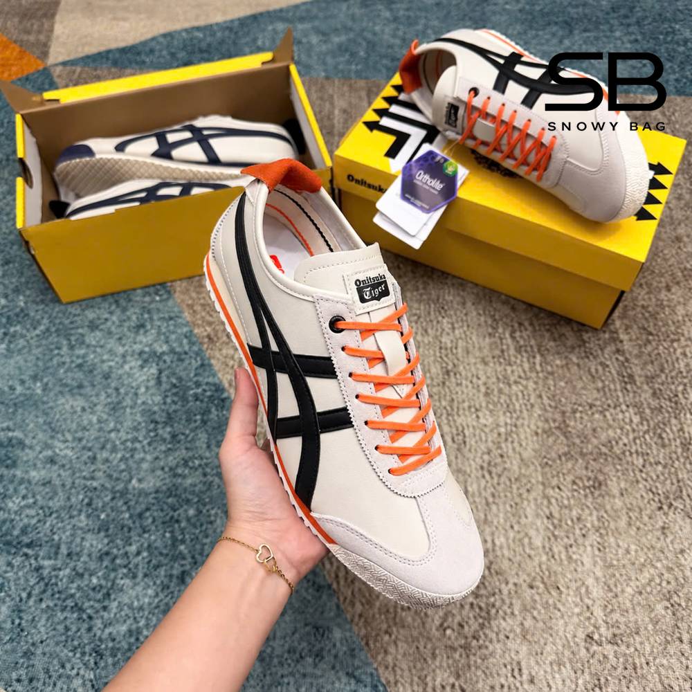 Giày Onitsuka Tiger Mexico 66 SD Cream Black Orange Kem Đen Cam góc nghiêng chi tiết