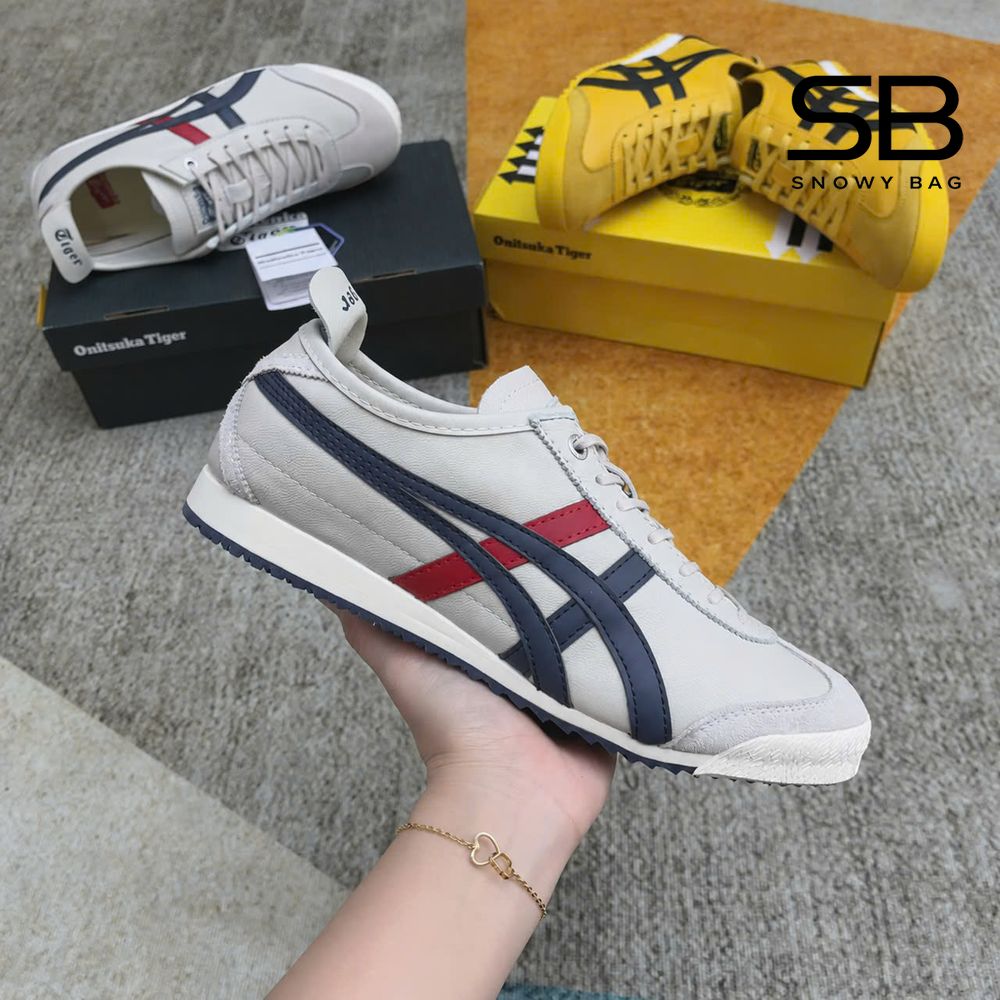 Giày Onitsuka Tiger Mexico 66 SD Cream Peacoat Trắng Sọc Xanh Navy Đỏ