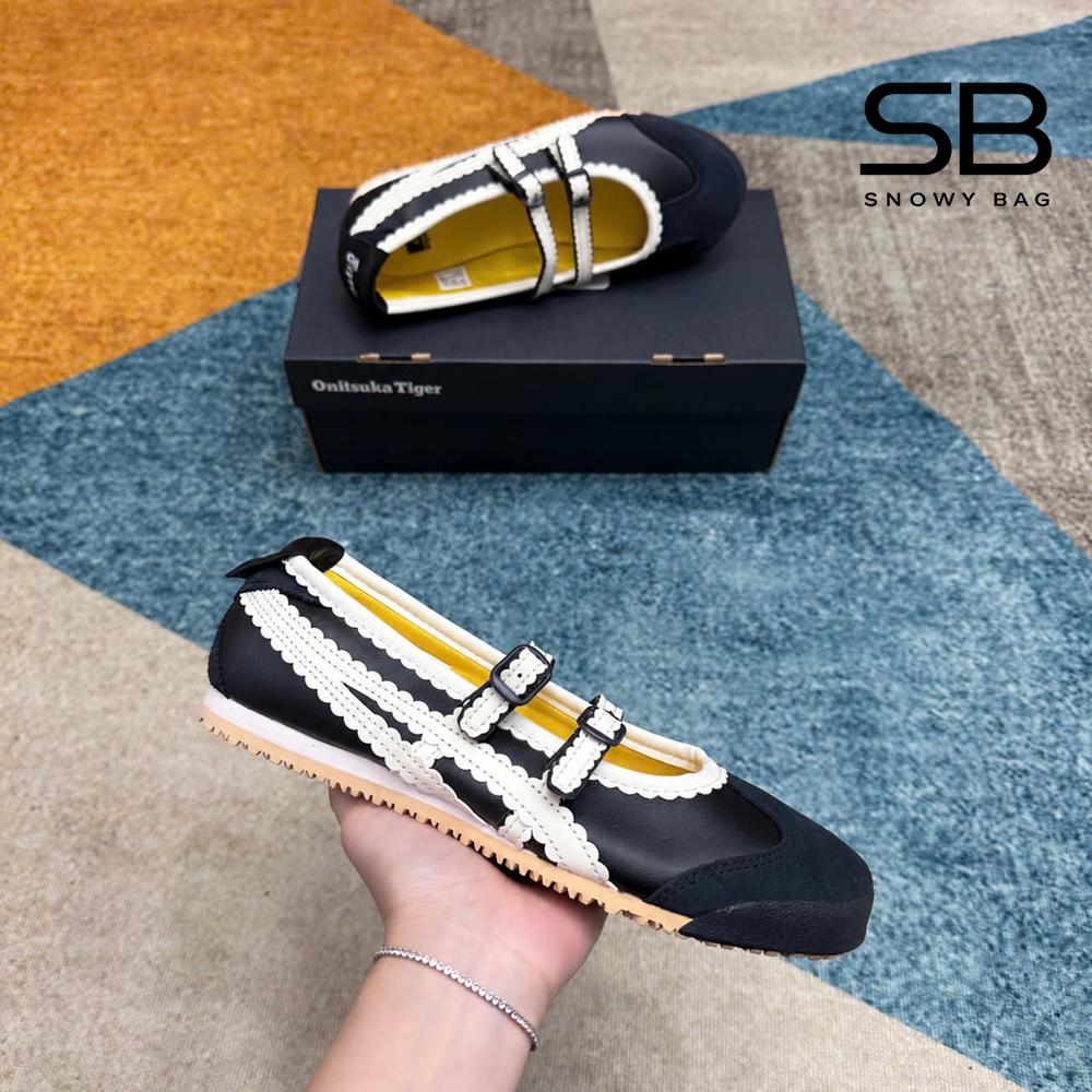 Giày Onitsuka Tiger Mexico 66 TGRS Crystal Black Cream Đen Kem sang trọng.