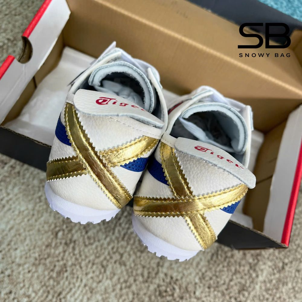 Giày Onitsuka Tiger Mexico 66 White Blue Red Metallic Gold phong cách thể thao