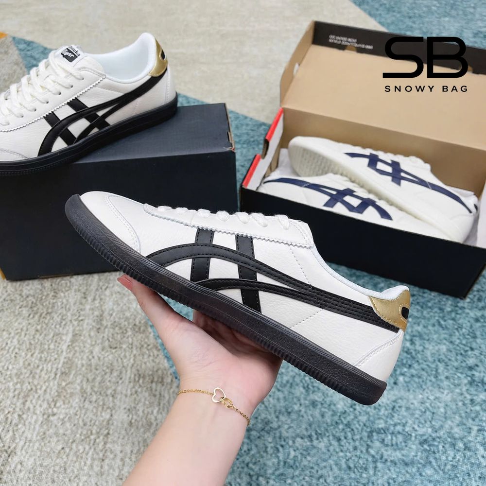 Giày Onitsuka Tiger Tokuten White Black Trắng Đen Gót Vàng với thiết kế sang trọng