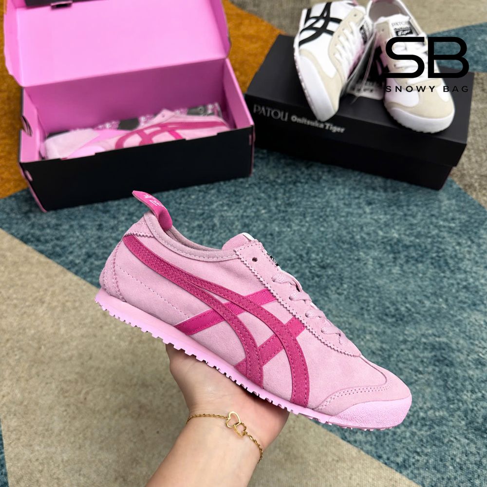 Giày Onitsuka Tiger x PATOU Mexico 66 Cotton Candy Bright Rose Hồng đẹp mắt