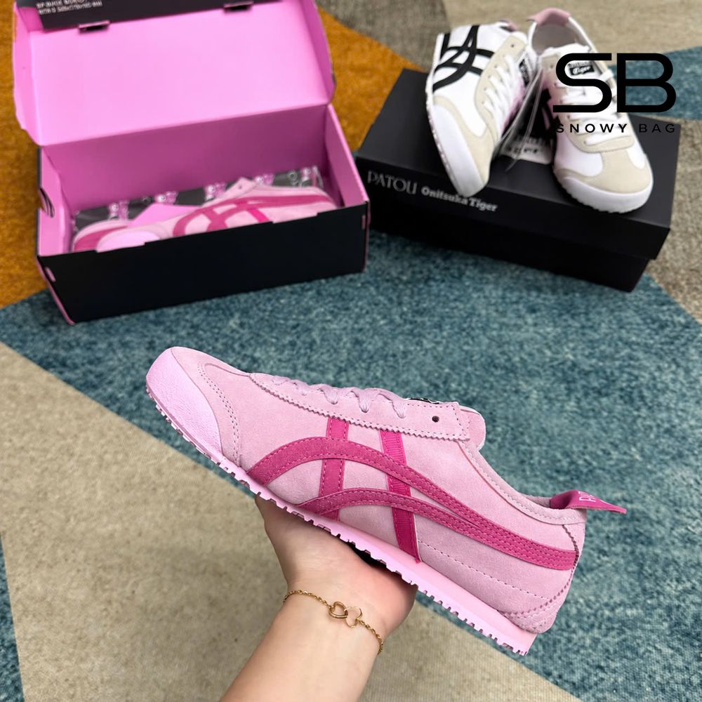 Giày Onitsuka Tiger x PATOU Mexico 66 Cotton Candy Bright Rose Hồng sang trọng