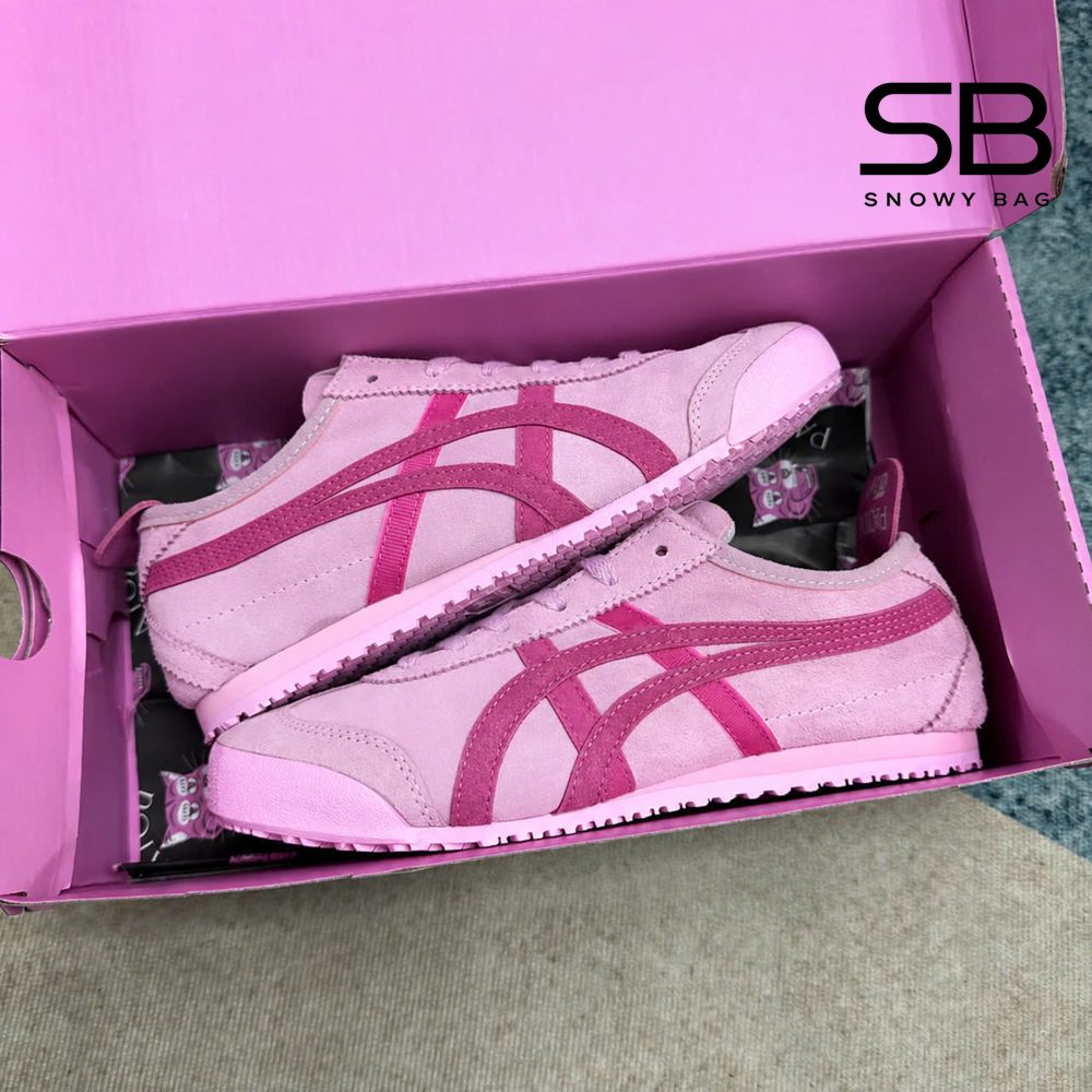 Giày Onitsuka Tiger x PATOU Mexico 66 Cotton Candy Bright Rose Hồng chi tiết 4