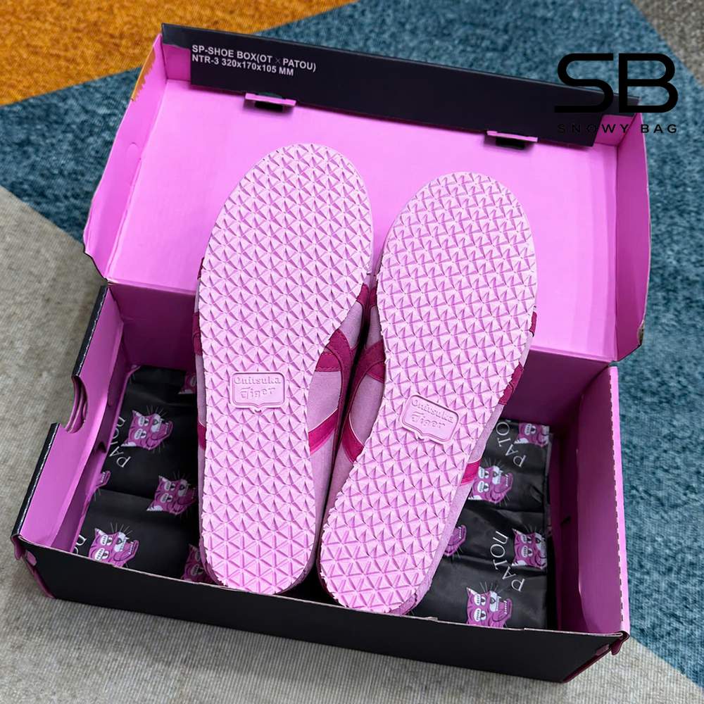 Giày Onitsuka Tiger x PATOU Mexico 66 Cotton Candy Bright Rose Hồng, thiết kế nổi bật