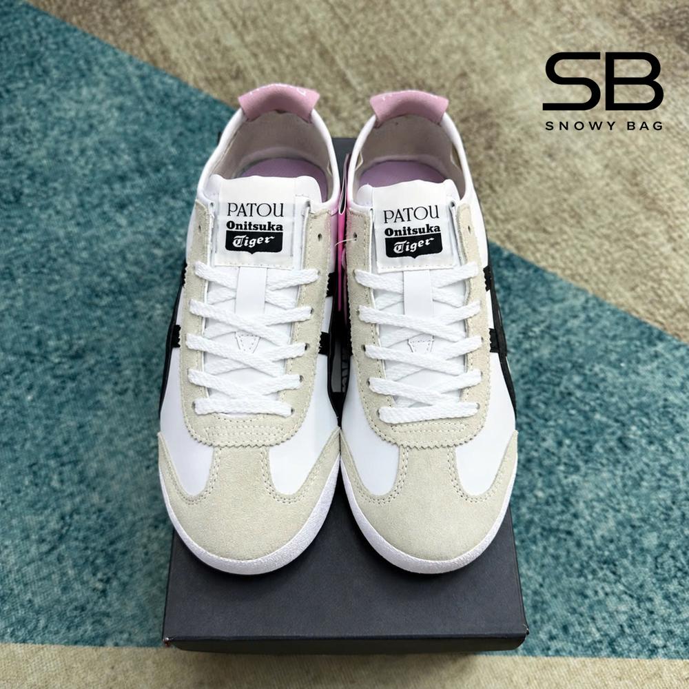 Giày Onitsuka Tiger x PATOU Mexico 66 White Black Pink sang trọng