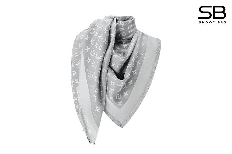 Khăn LV Monogram Denim Shawl Pearl Grey Màu Xám sang trọng