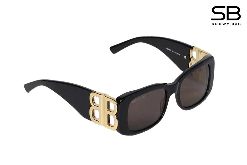 Mắt kính Balenciaga Dynasty Rectangle Sunglasses In Black BB0096S-001 sang trọng.