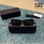 Mắt Kính Balenciaga Dynasty Rectangle Sunglasses In Black BB0096S-001 góc nghiêng chi tiết