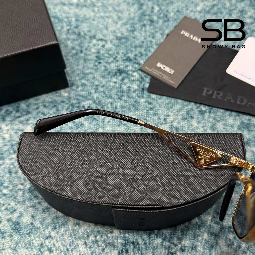 Mắt Kính Prada Hexagonal Triangle Sunglasses GHW Grey chính hãng sang trọng