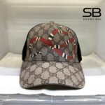 Mũ Gucci Supreme Baseball Kingsnake Print Màu Nâu Be thời trang sang trọng