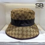 Mũ Tròn Gucci GG Canvas Bucket Hat Màu Nâu Đen góc nghiêng chi tiết