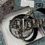 Thắt Lưng Dior Reversible Belt Silver CD Buckle 4CM góc nghiêng chi tiết