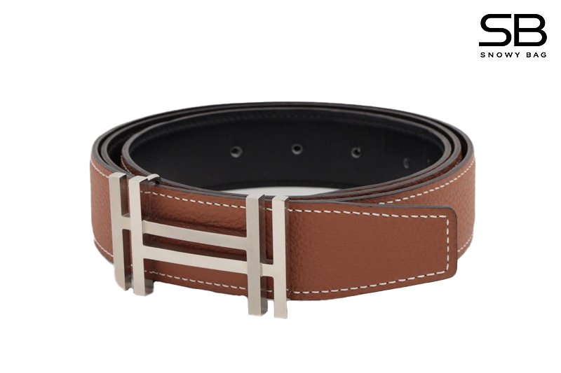 Thắt Lưng Hermes H Au Carre Belt Gold Noir Epsom Double H Buckle Màu Nâu chính hãng
