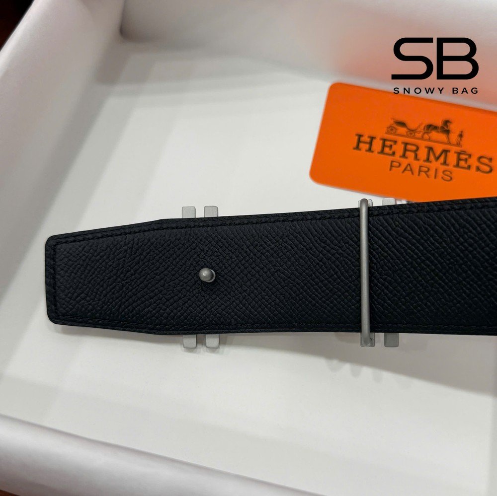 Thắt Lưng Hermes H Au Carre Belt Gold Noir Epsom Double H Buckle Màu Nâu chính hãng