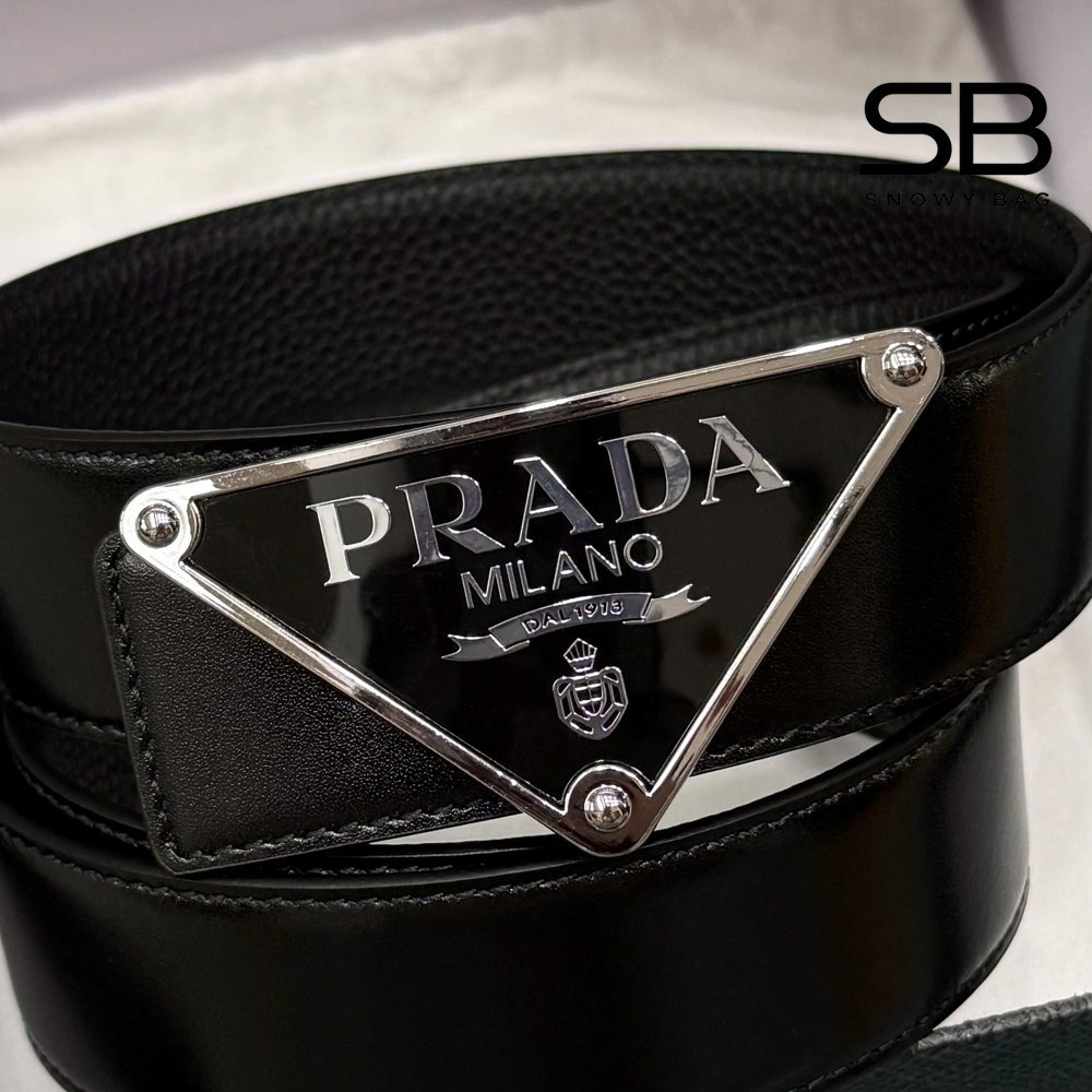 Thắt Lưng Prada Saffiano Triangle Black Đen với thiết kế tinh tế