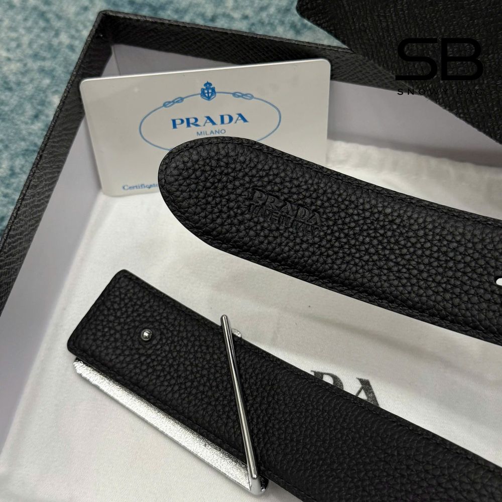 Thắt Lưng Prada Saffiano Triangle Black Đen cao cấp sang trọng