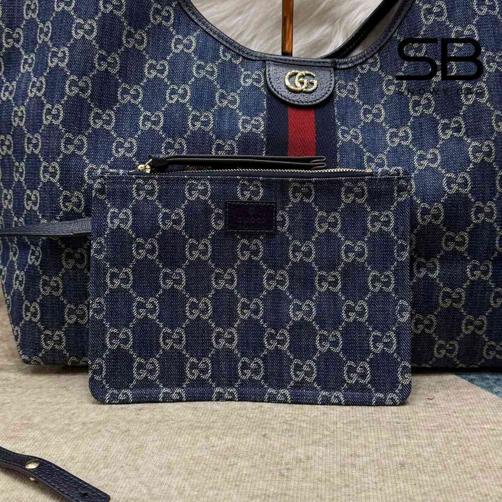 Túi Gucci Giglio Large Tote Bag In Blue And White GG Denim 853971 42CM sang trọng và thời thượng