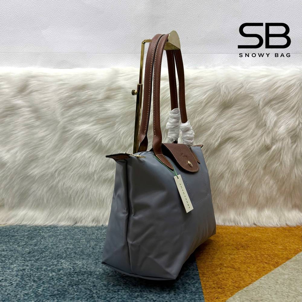 Túi Longchamp Le Pliage Original M Tote Bag Màu Xanh Xám với logo tinh tế
