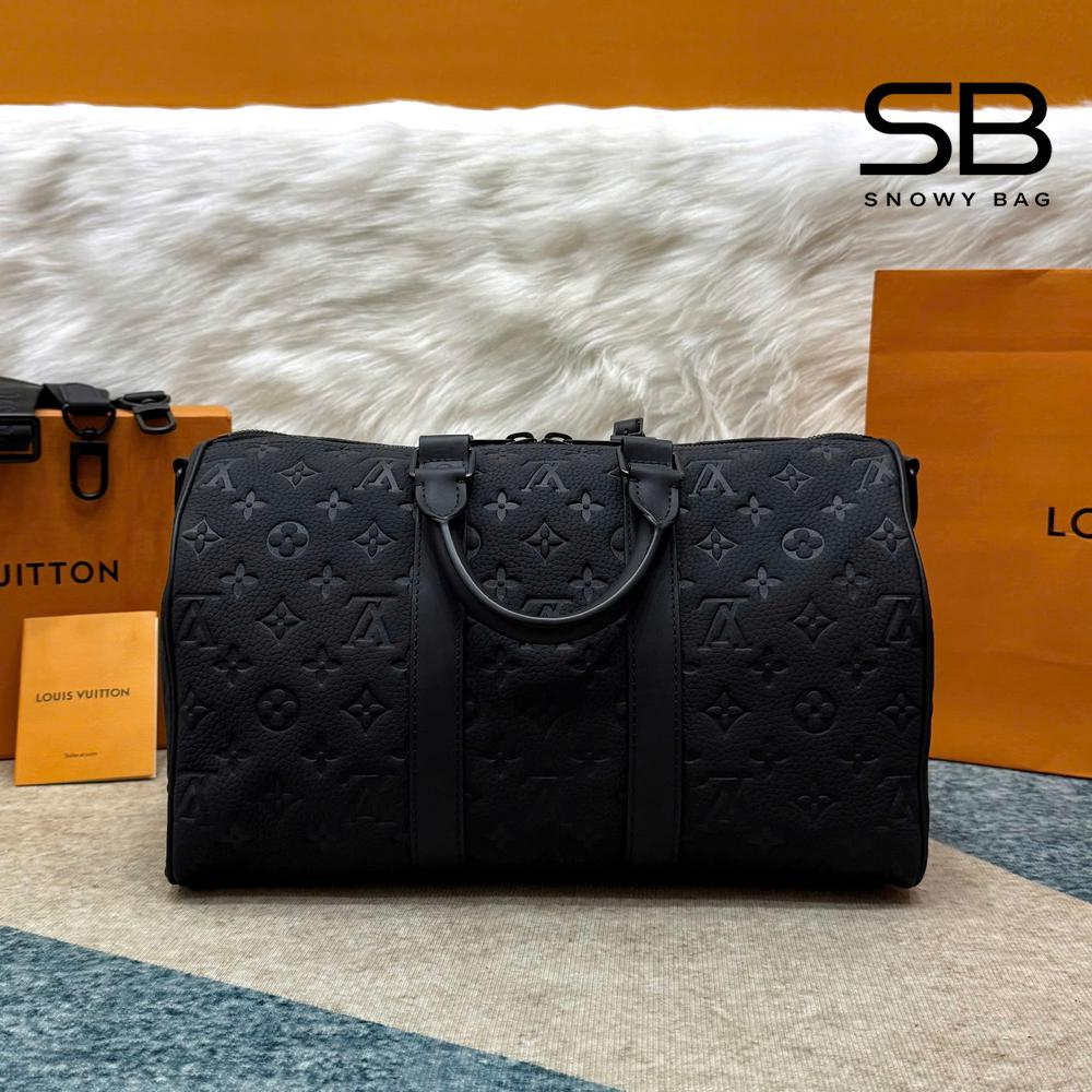 Túi LV Keepall Bandoulière 35 Black Monogram Taurillon M22765 màu đen sang trọng