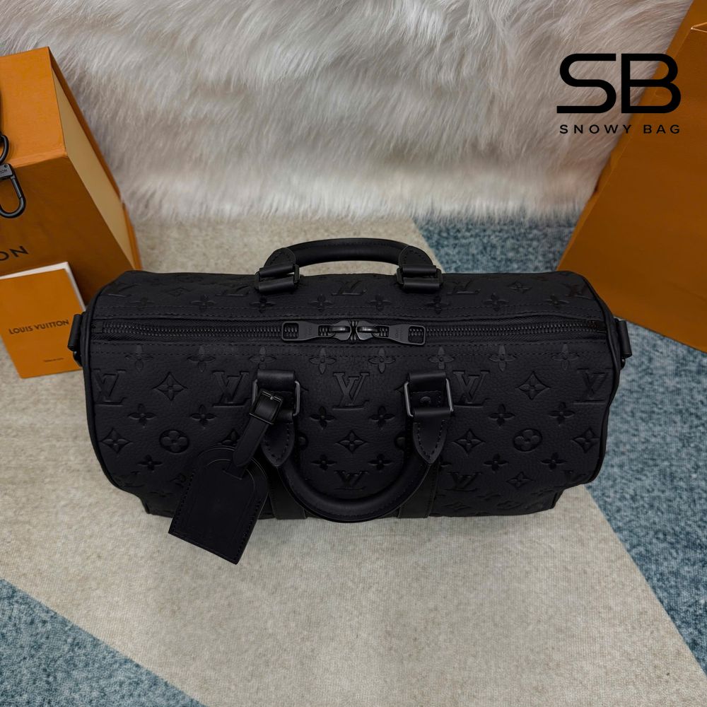 Túi LV Keepall Bandoulière 35 Black Monogram Taurillon M22765 màu đen sang trọng
