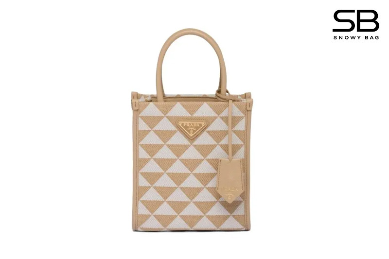Túi Prada Symbole Shopper Tote Jacquard Mini Crossbody Bag Beige Chalk White sang trọng