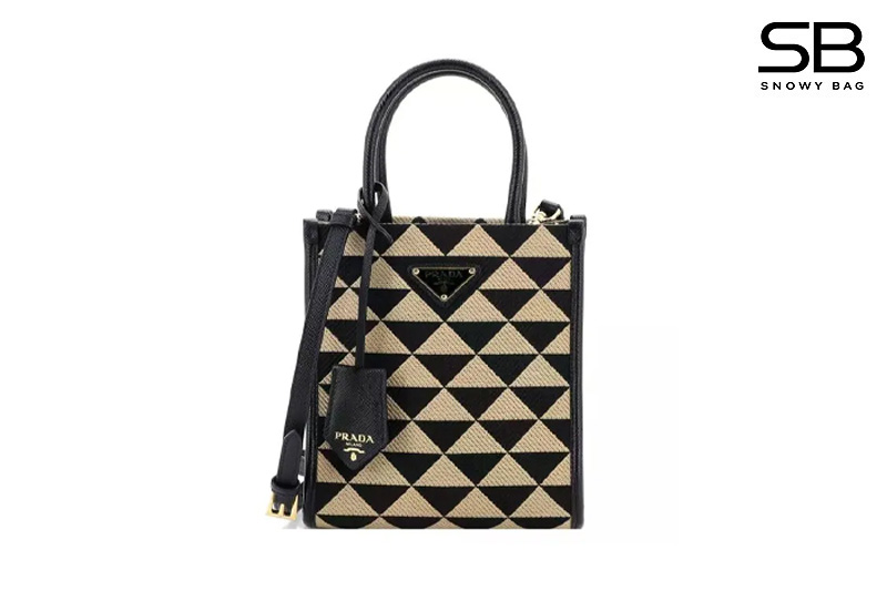 Túi Prada Symbole Shopper Tote Jacquard Mini Crossbody Bag Neutral sang trọng
