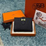 Ví Hermes Bearn Compact Wallet Noir Epsom GHW Đen Khóa Vàng sang trọng