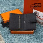 Ví Hermes Bearn Compact Wallet Noir Epsom GHW Đen Khóa Vàng sang trọng