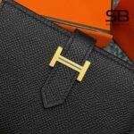 Ví Hermes Bearn Compact Wallet Noir Epsom GHW Đen Khóa Vàng sang trọng